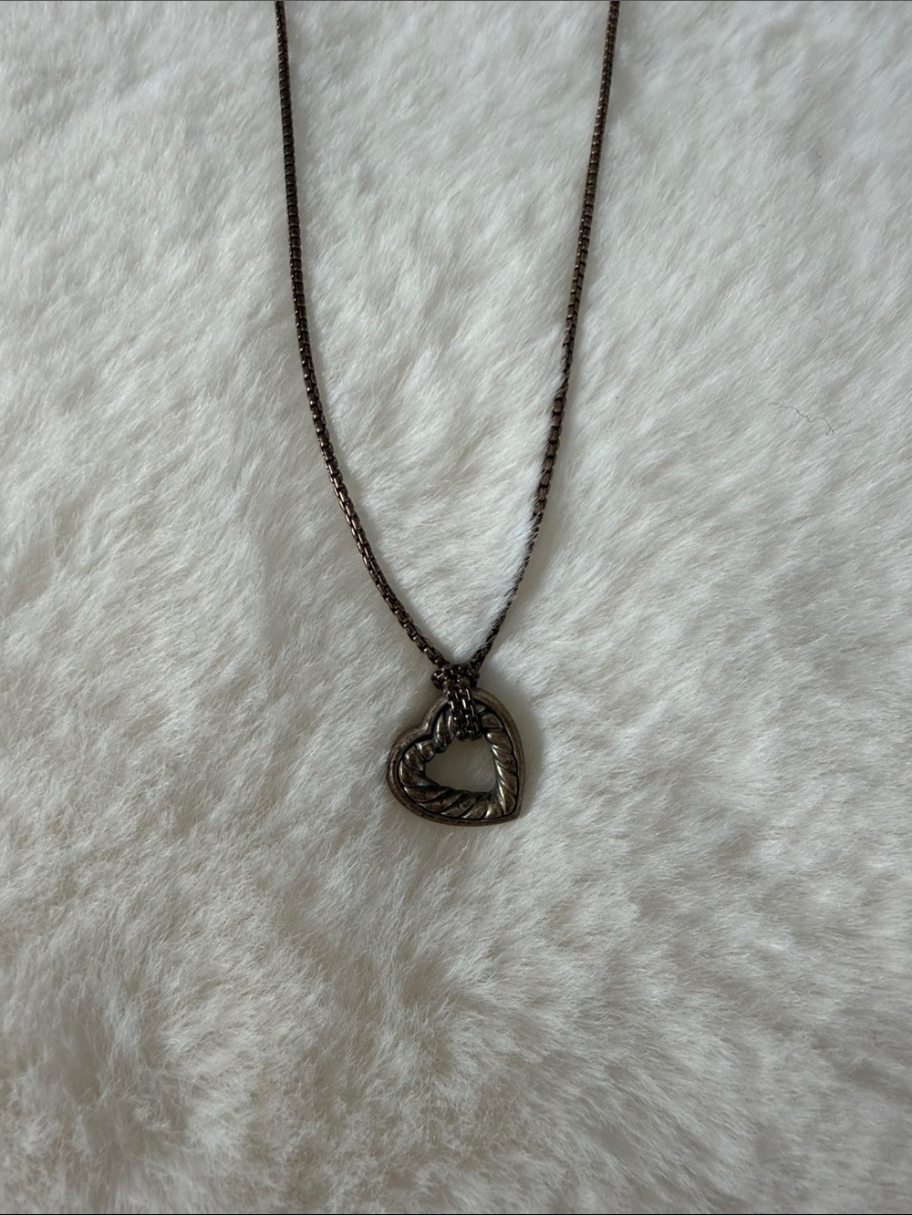 David Yurman Heart Pendant Necklace in Sterling Silver - New, needs polishing!
